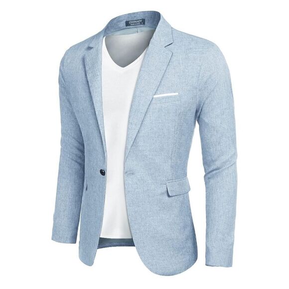 COOFANDY Men's Blazer Casual Sport Coats Slim Fit One Button Suit Jacket - Picture 3 of 16